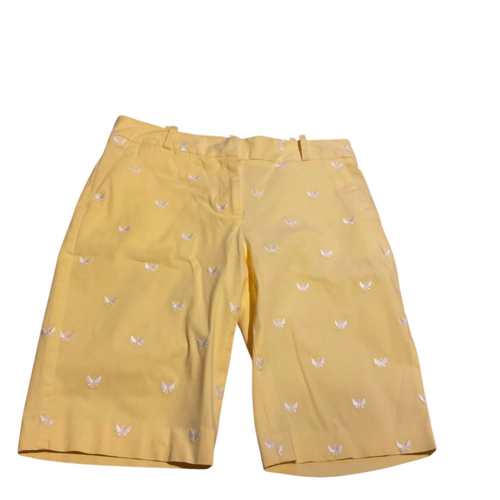 Talbots Yellow bermuda shorts with embroidered butterflies